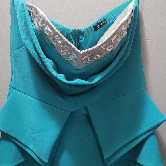 Ruby Rox NWT teal strapless dress Sz. 13 - Picture 3 of 10